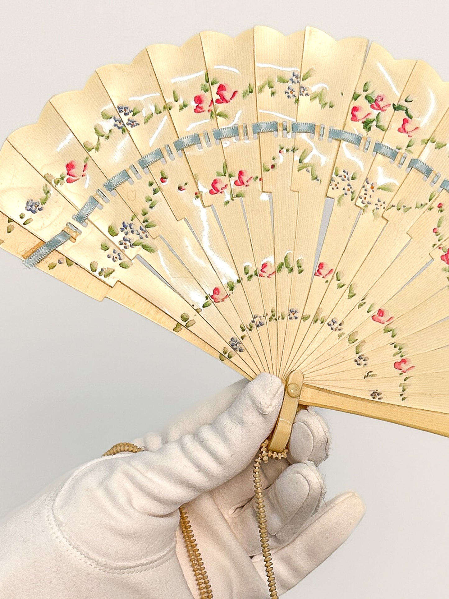 Early 1900s Hand Painted Celluloid Hand Fan