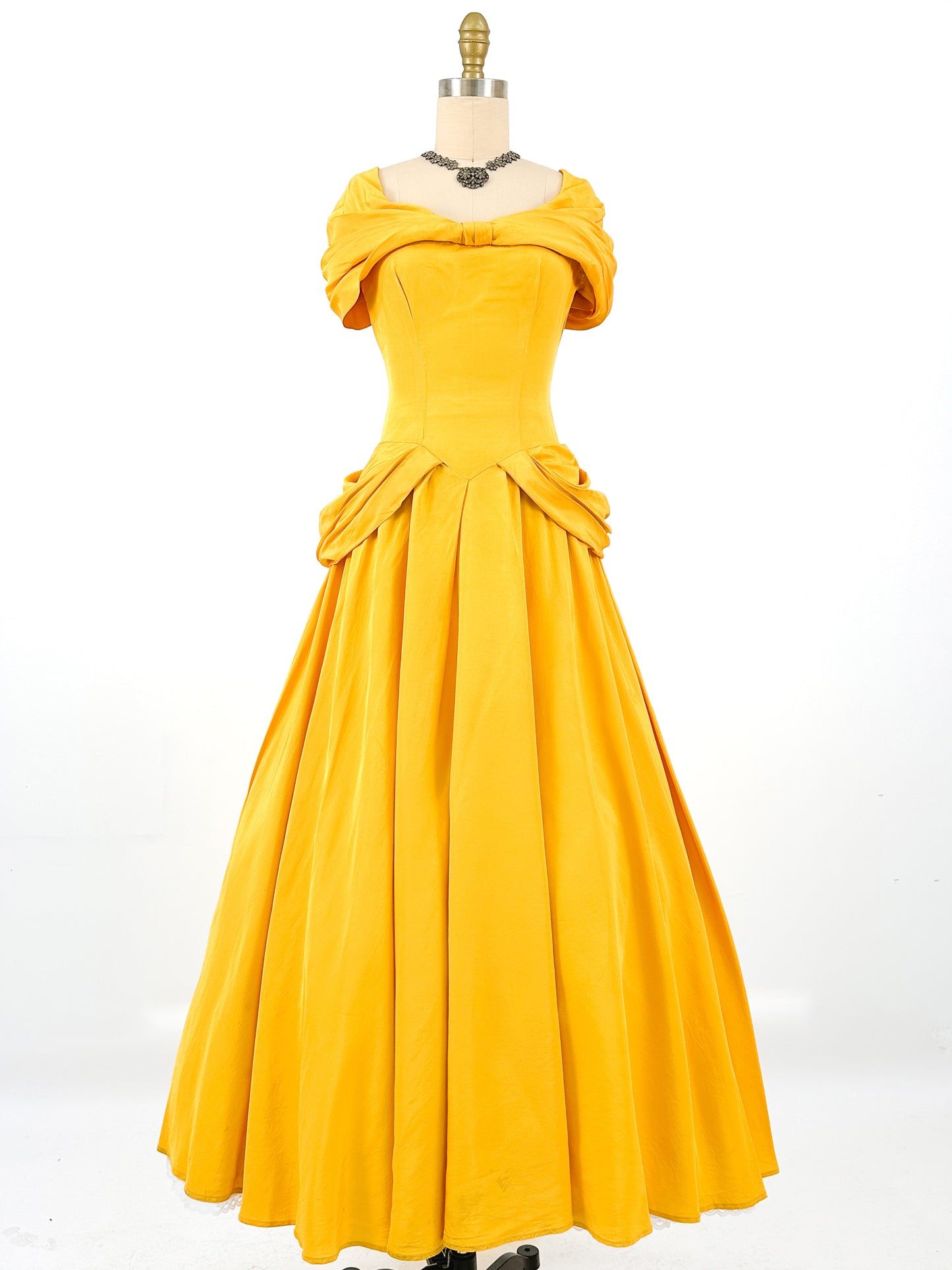 1930s 'Tale as Old as Time' Daffodil Satin Ballgown / Waist 24