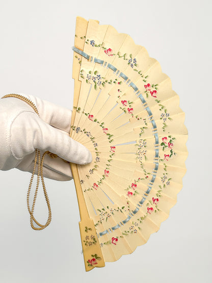 Early 1900s Hand Painted Celluloid Hand Fan