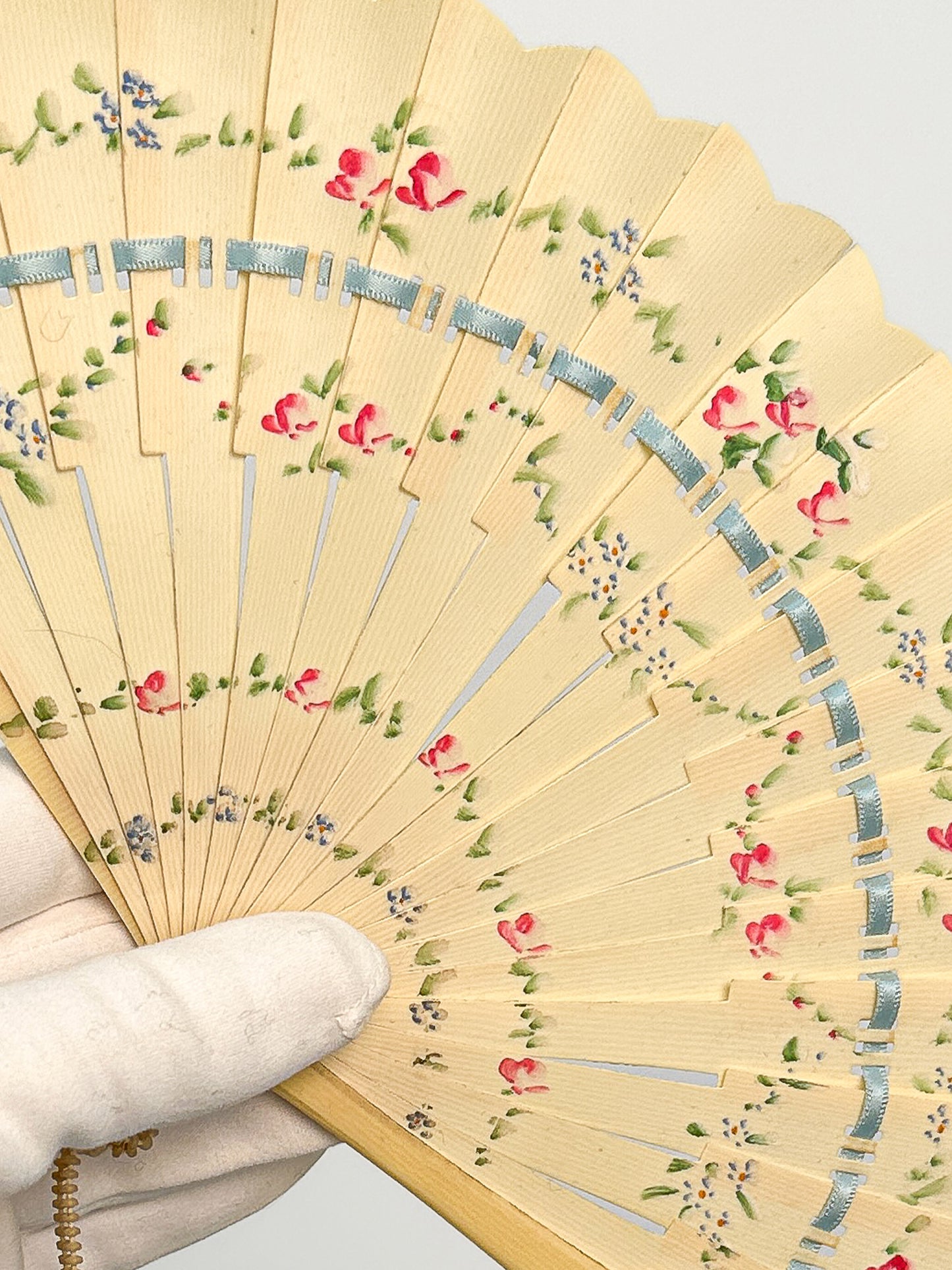 Early 1900s Hand Painted Celluloid Hand Fan