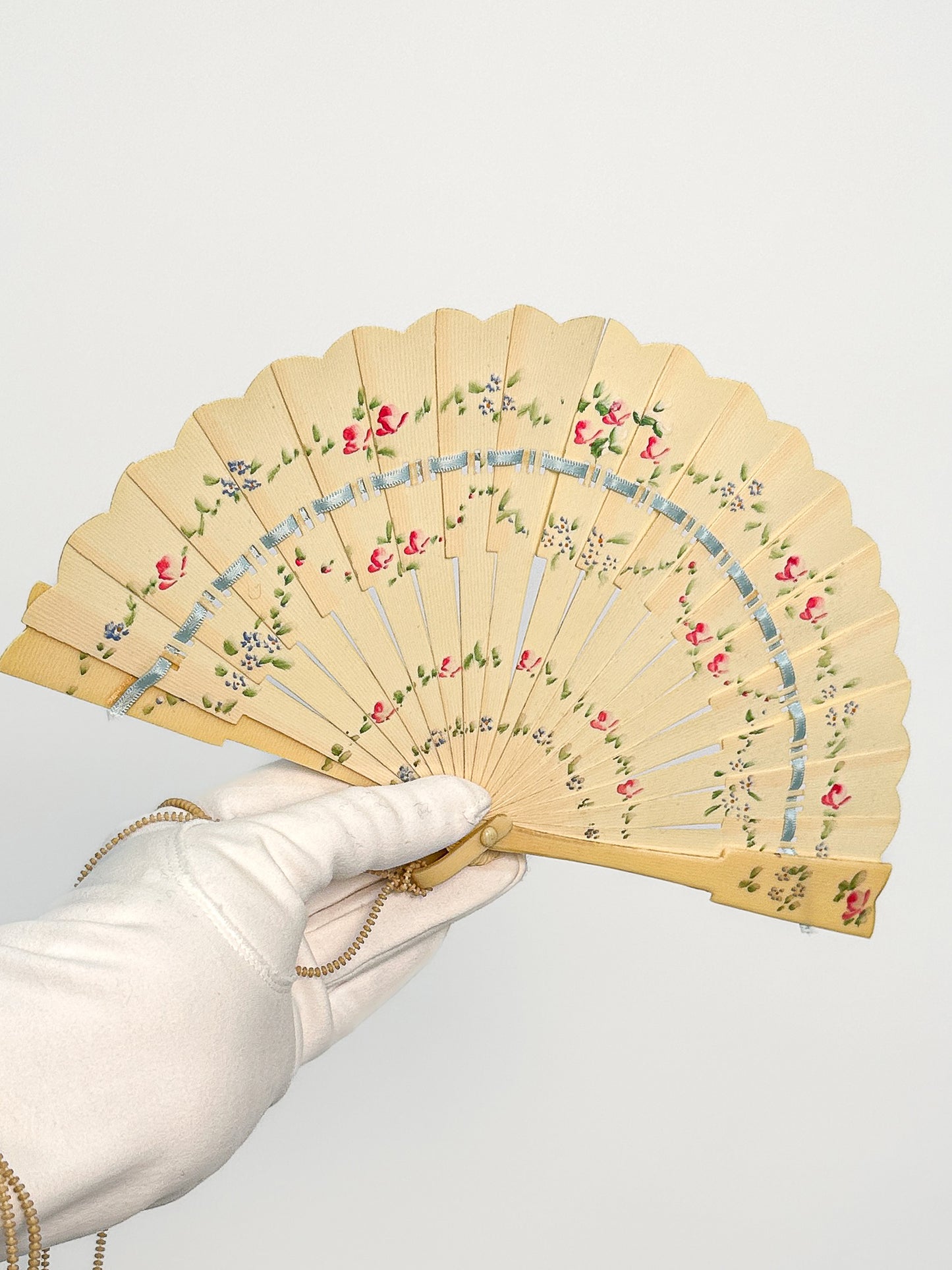Early 1900s Hand Painted Celluloid Hand Fan