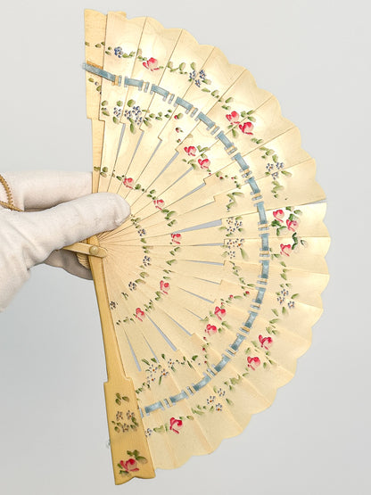 Early 1900s Hand Painted Celluloid Hand Fan