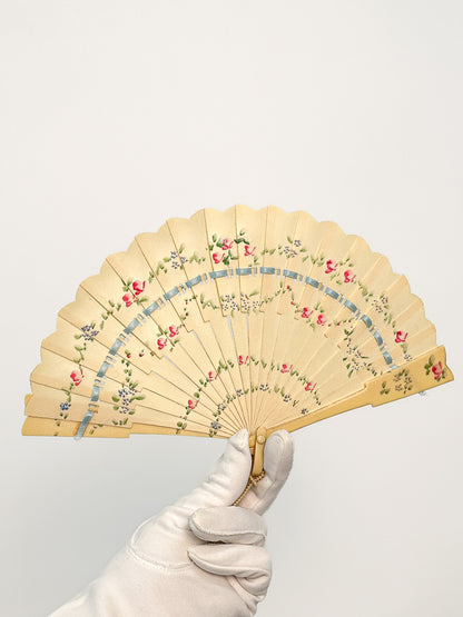 Early 1900s Hand Painted Celluloid Hand Fan