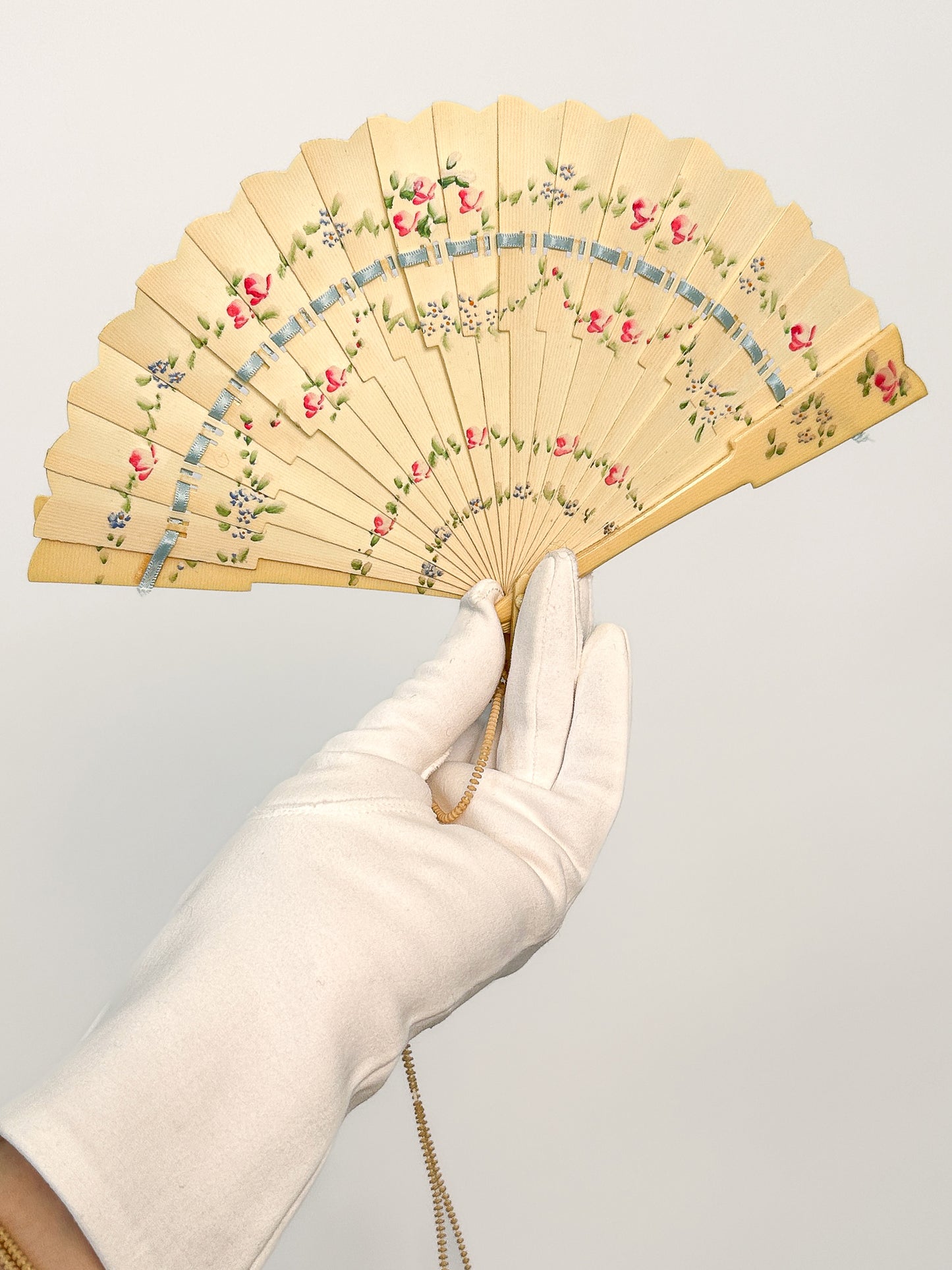 Early 1900s Hand Painted Celluloid Hand Fan