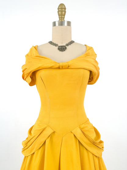 1930s 'Tale as Old as Time' Daffodil Satin Ballgown / Waist 24