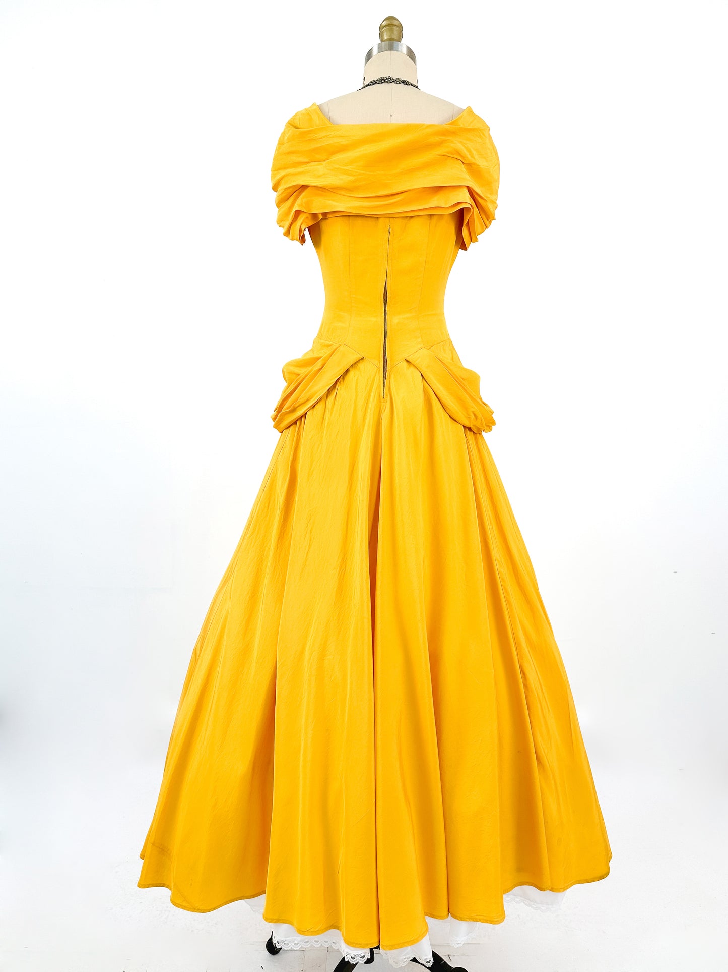 1930s 'Tale as Old as Time' Daffodil Satin Ballgown / Waist 24