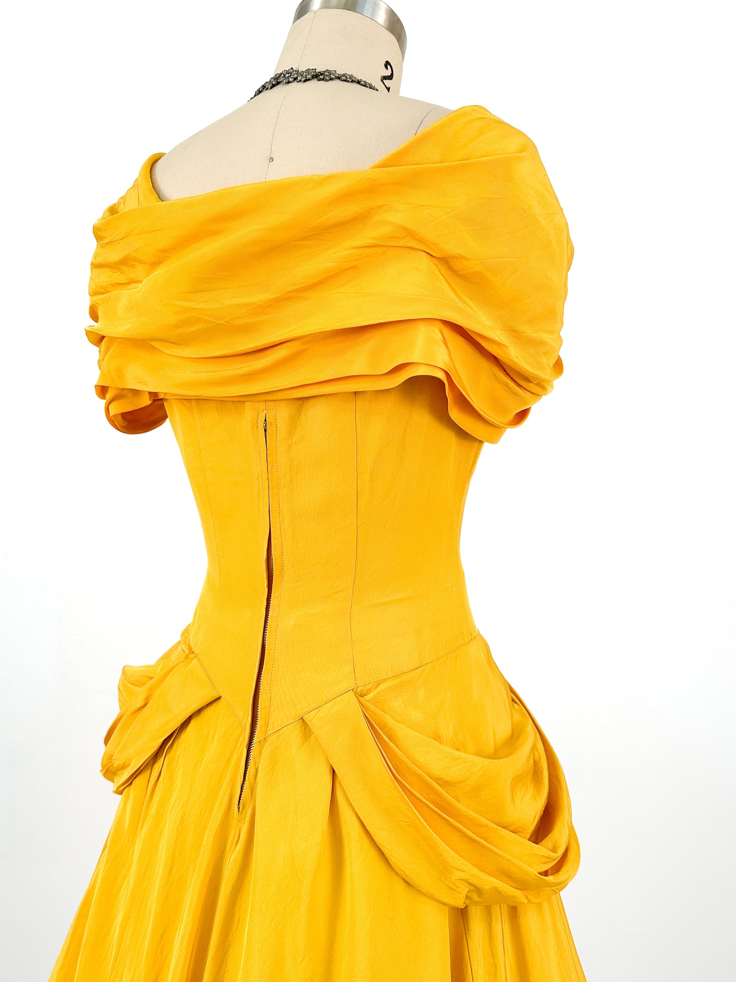 1930s 'Tale as Old as Time' Daffodil Satin Ballgown / Waist 24