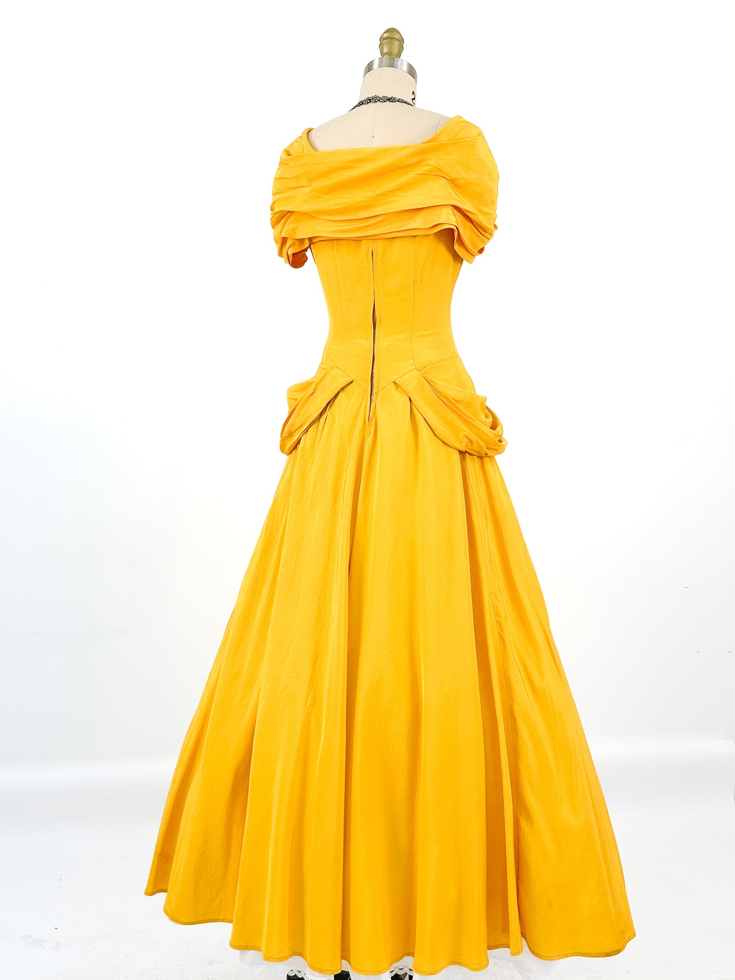 1930s 'Tale as Old as Time' Daffodil Satin Ballgown / Waist 24