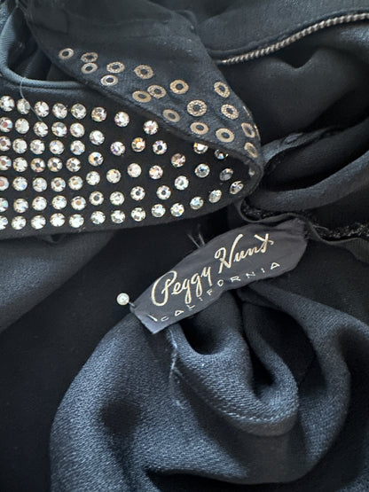 1940s LBD with Sheer Neckline by Peggy Hunt / Waist 28