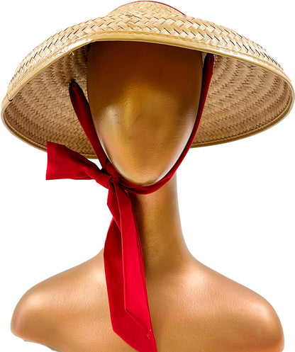 1960s Straw Platter Hat with Ribbon