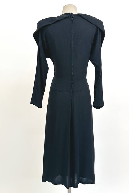 1940s Femme Fatale Illusion Lace Cocktail Dress / Waist 28-30