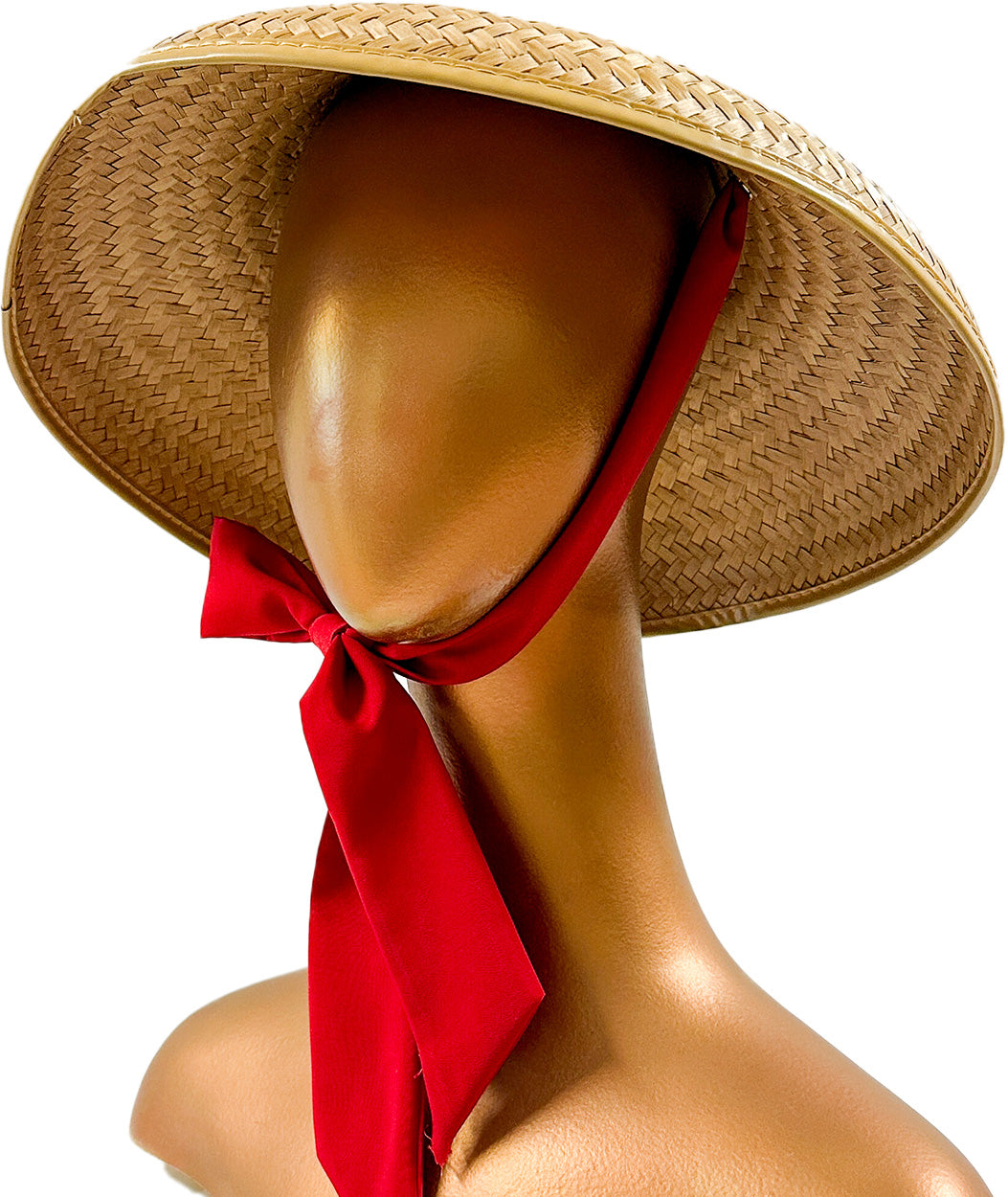 1960s Straw Platter Hat with Ribbon