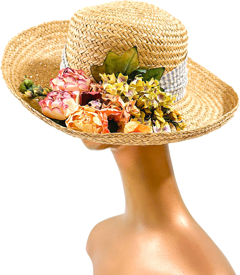 1990s 'Nancy Meyers' Romcom Summer Straw Hat with Roses