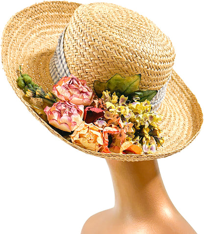 1990s 'Nancy Meyers' Romcom Summer Straw Hat with Roses