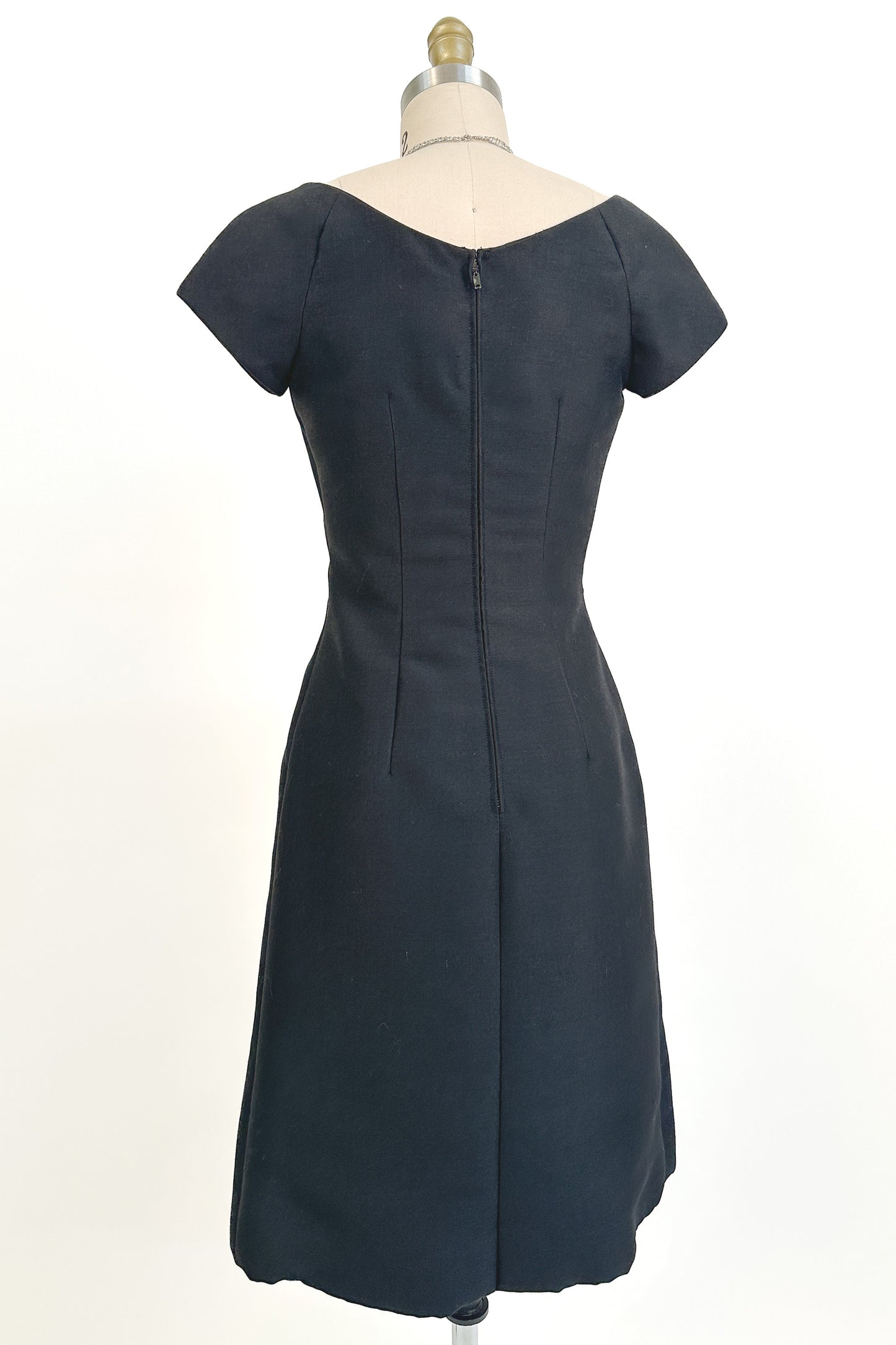 1960s Jerry Silverman Black Rosette Cocktail Dress