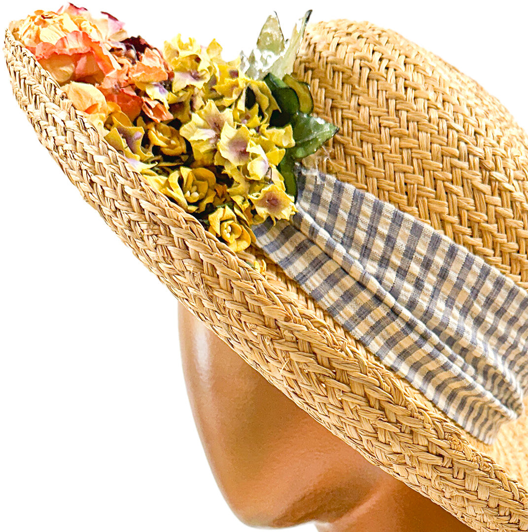 1990s 'Nancy Meyers' Romcom Summer Straw Hat with Roses