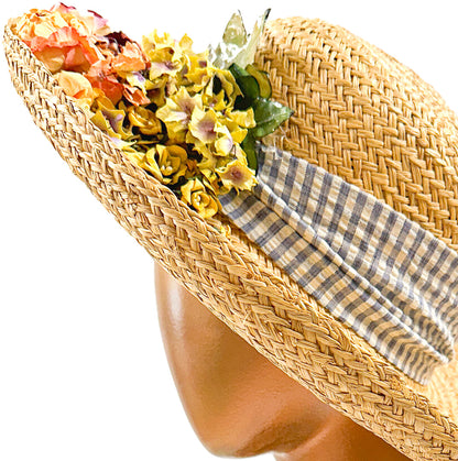 1990s 'Nancy Meyers' Romcom Summer Straw Hat with Roses