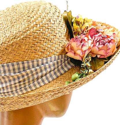 1990s 'Nancy Meyers' Romcom Summer Straw Hat with Roses