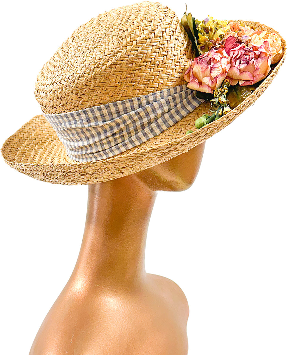 1990s 'Nancy Meyers' Romcom Summer Straw Hat with Roses