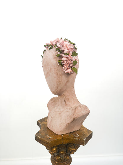 1950s Pink Floral Fascinator Headband