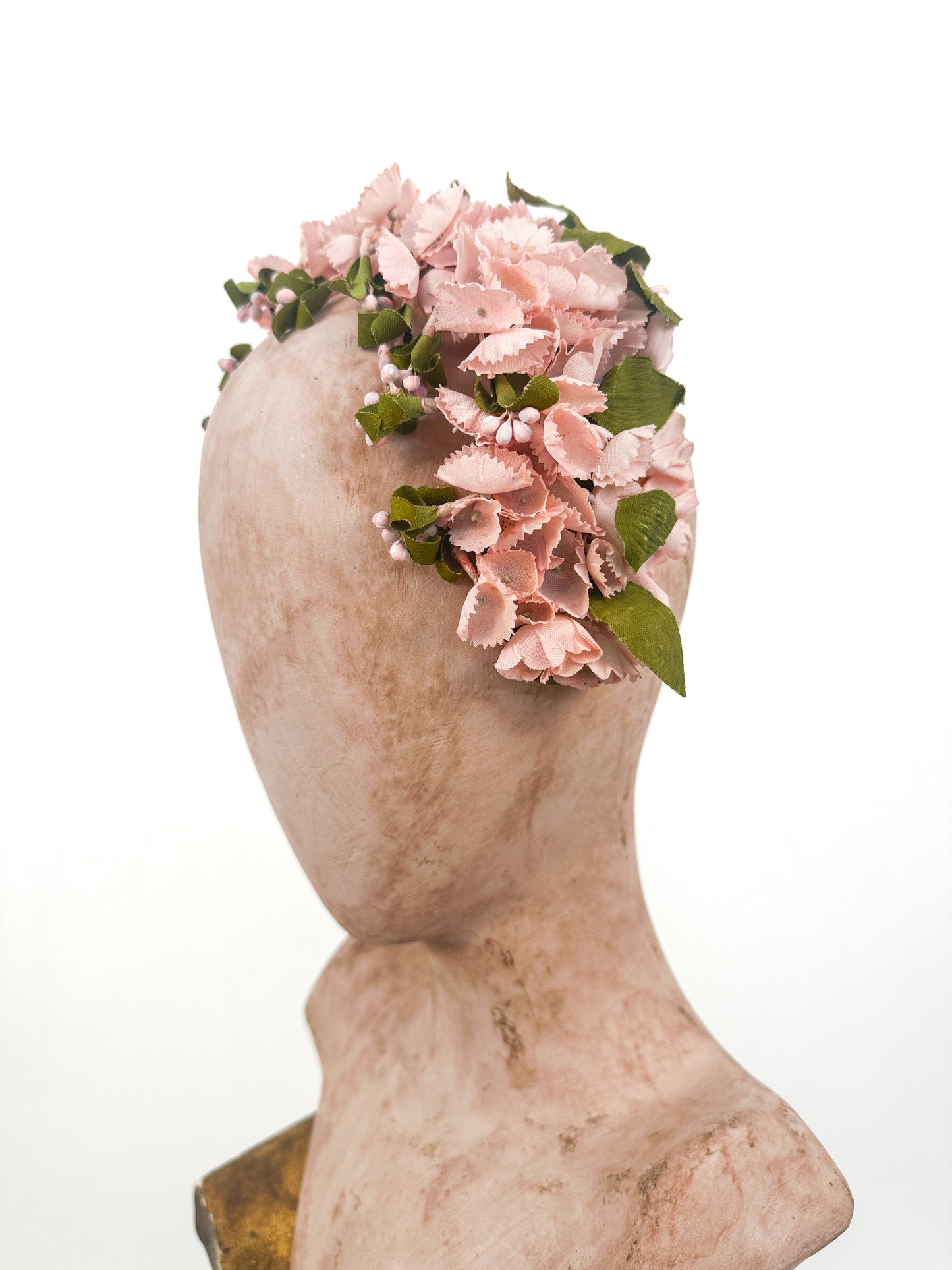 1950s Pink Floral Fascinator Headband