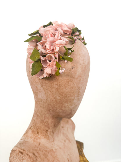 1950s Pink Floral Fascinator Headband