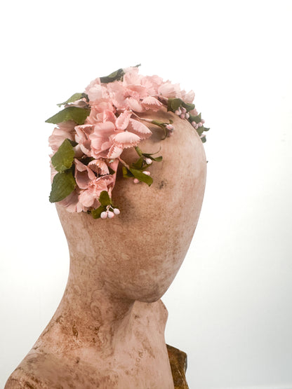1950s Pink Floral Fascinator Headband