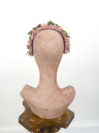 1950s Pink Floral Fascinator Headband