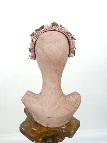 1950s Pink Floral Fascinator Headband