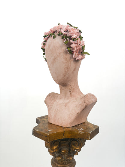 1950s Pink Floral Fascinator Headband