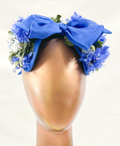 1950-60s Bluebell and Daisy Floral Fascinator with Bows