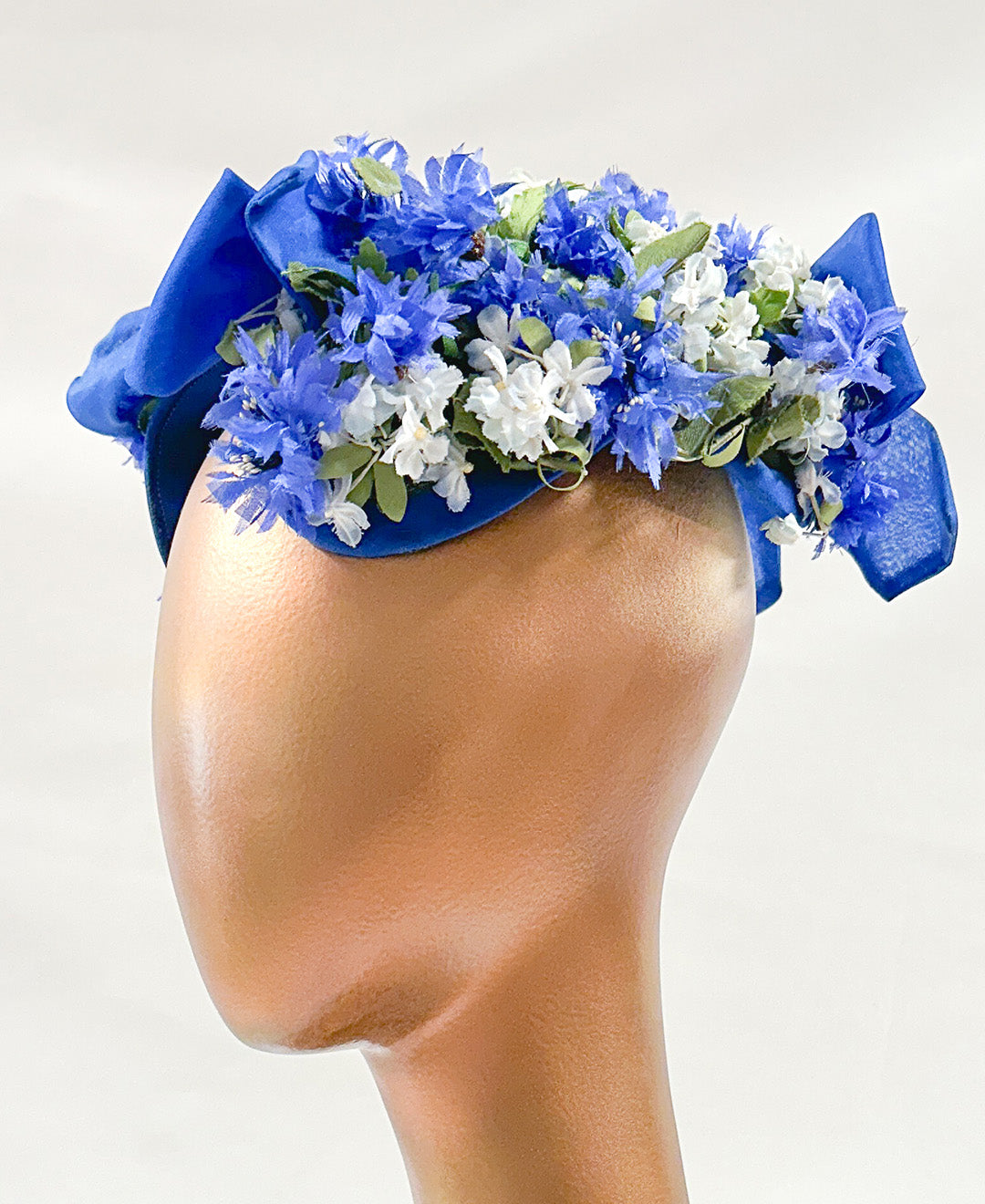 1950-60s Bluebell and Daisy Floral Fascinator with Bows