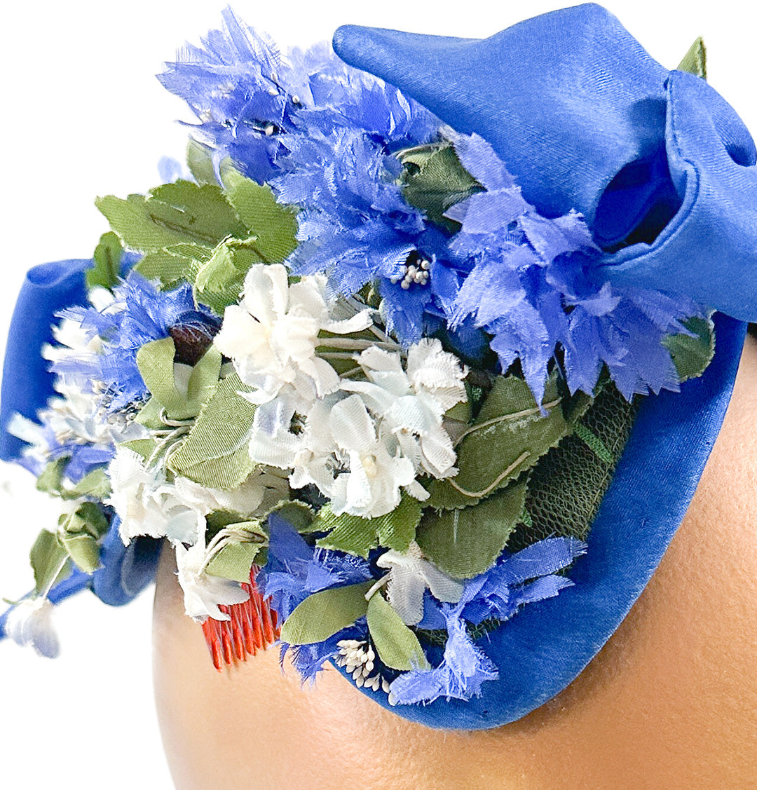 1950-60s Bluebell and Daisy Floral Fascinator with Bows