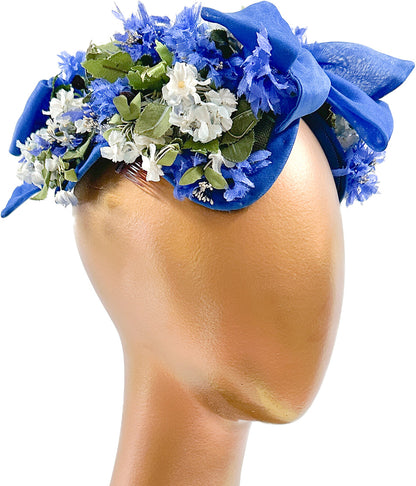 1950-60s Bluebell and Daisy Floral Fascinator with Bows