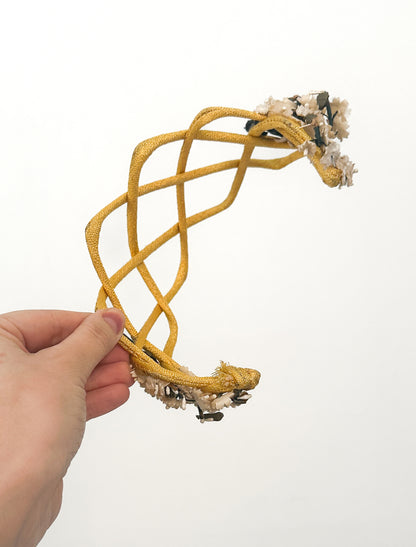 1950-60s Yellow Lattice Fascinator