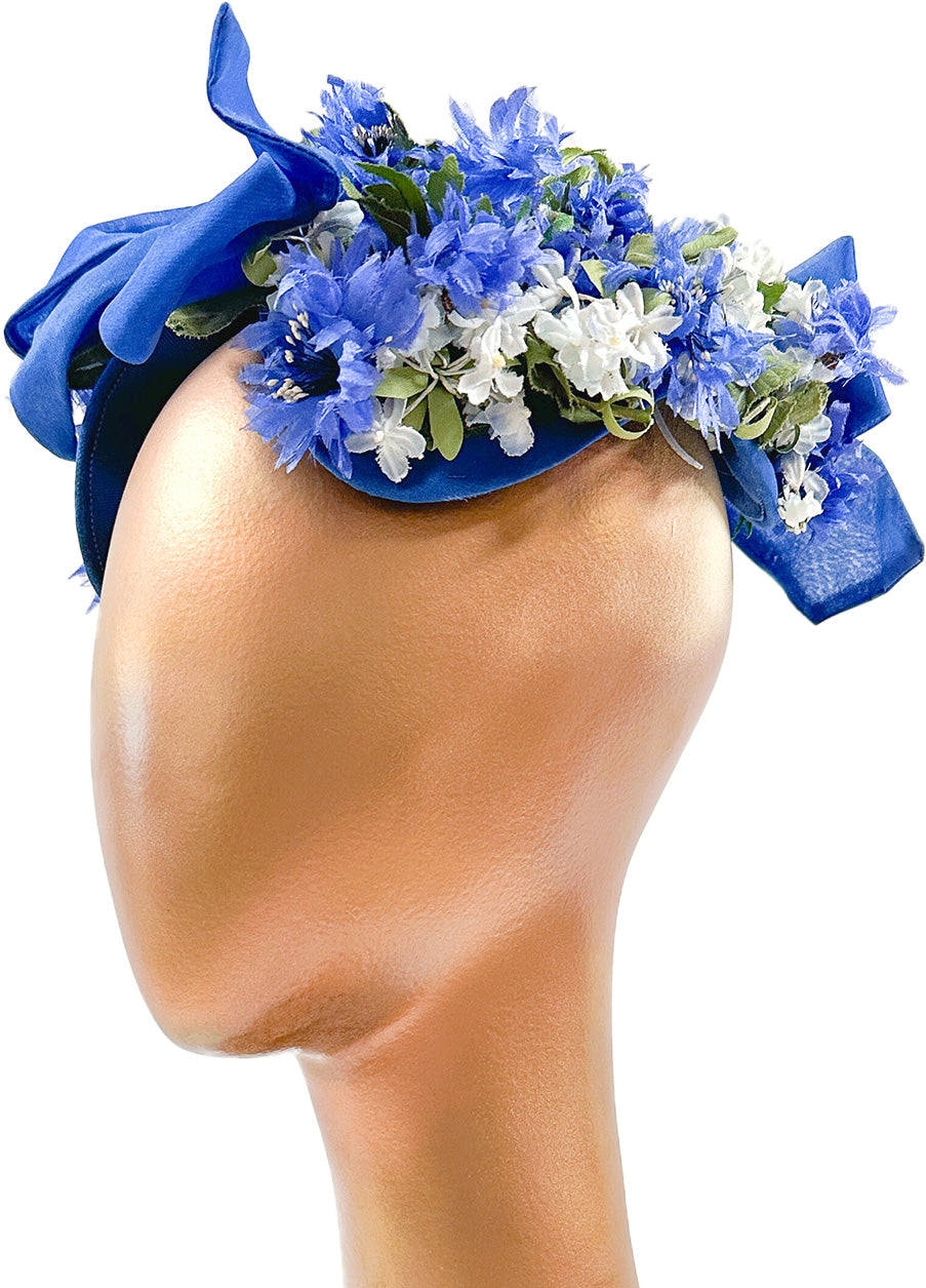1950-60s Bluebell and Daisy Floral Fascinator with Bows
