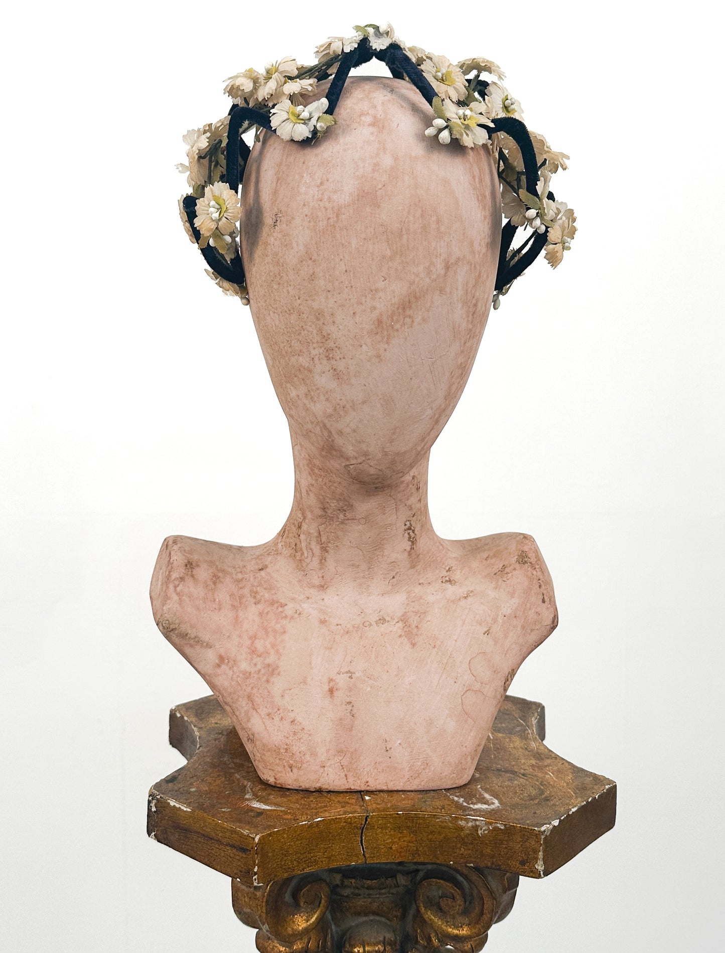 1950s Velvet Fascinator with White Florals / OSFM