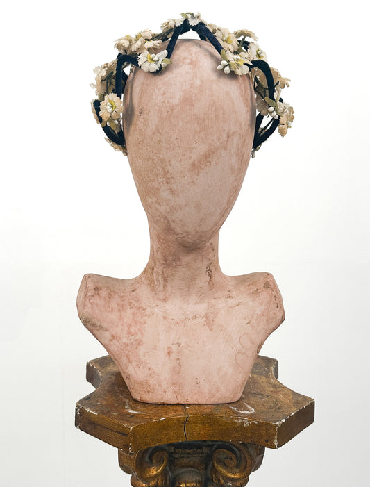 1950s Velvet Fascinator with White Florals / OSFM