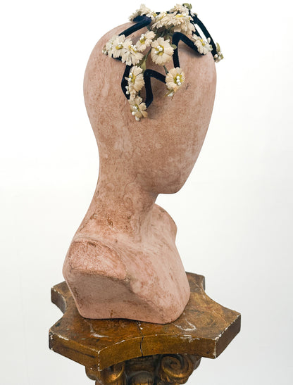 1950s Velvet Fascinator with White Florals / OSFM