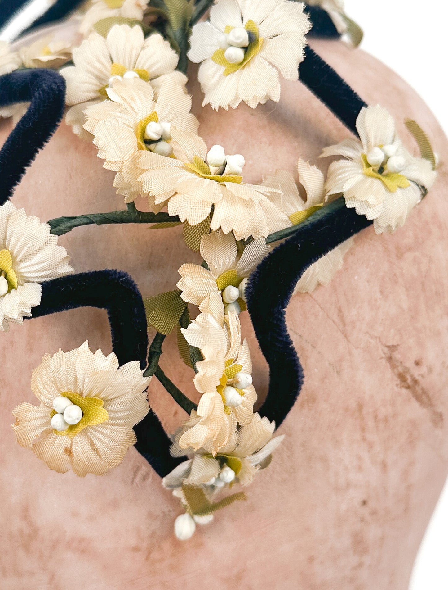 1950s Velvet Fascinator with White Florals / OSFM