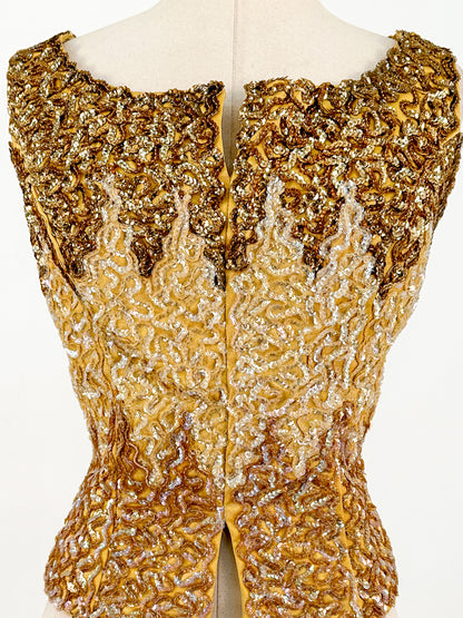 1960s Heavily Sequined Bustier Evening Top / Bust 38"