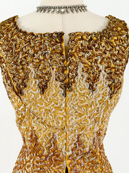 1960s Heavily Sequined Bustier Evening Top / Bust 38"