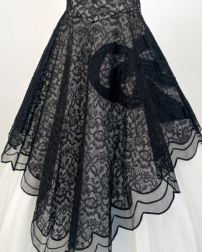 1950s Stunning and Rare Lace and Tulle Ball Gown by Emma Domb / Waist 28