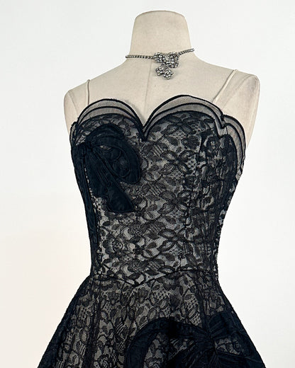 1950s Stunning and Rare Lace and Tulle Ball Gown by Emma Domb / Waist 28