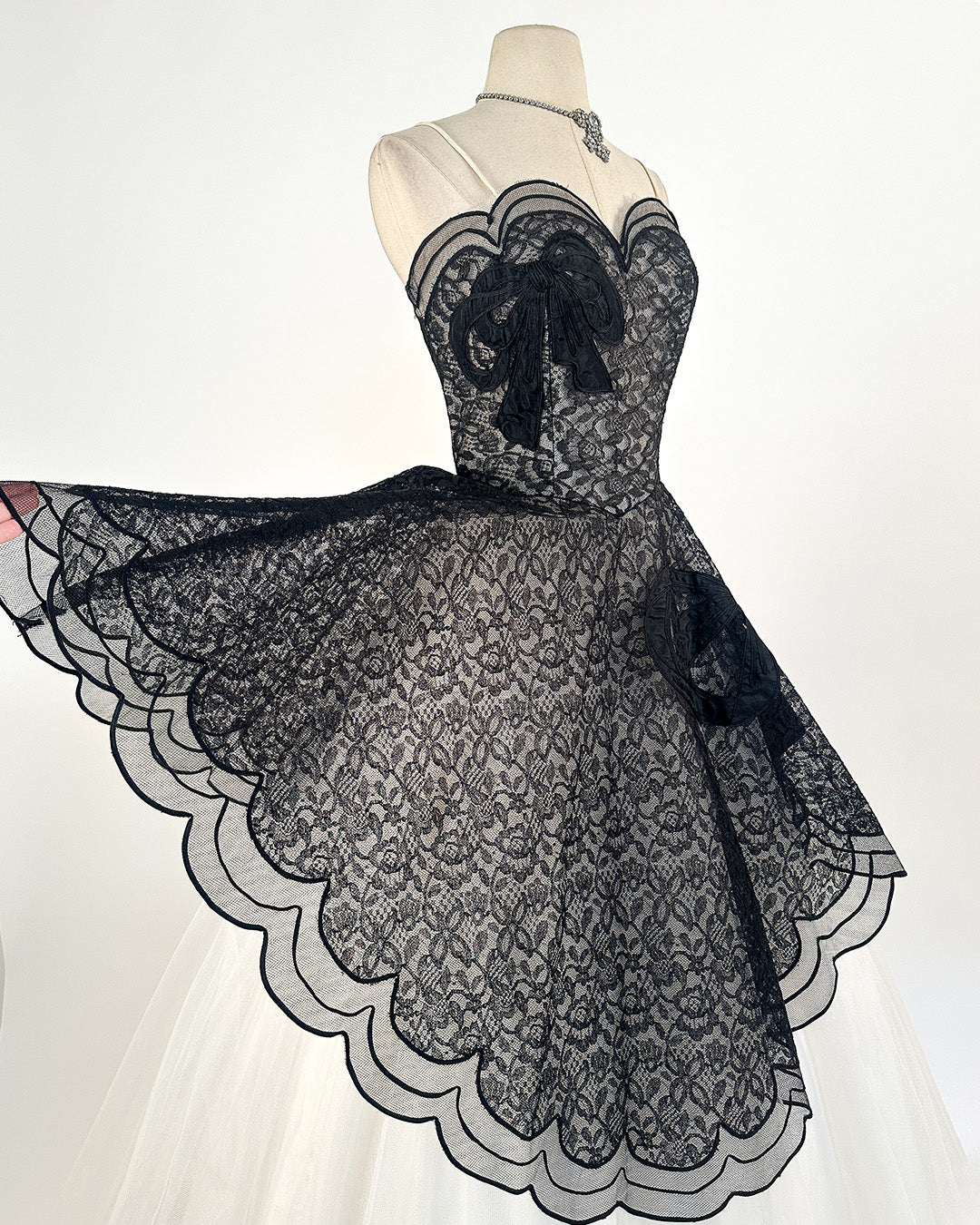 1950s Stunning and Rare Lace and Tulle Ball Gown by Emma Domb / Waist 28