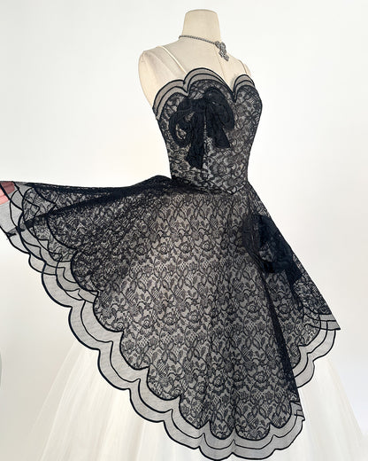 1950s Stunning and Rare Lace and Tulle Ball Gown by Emma Domb / Waist 28