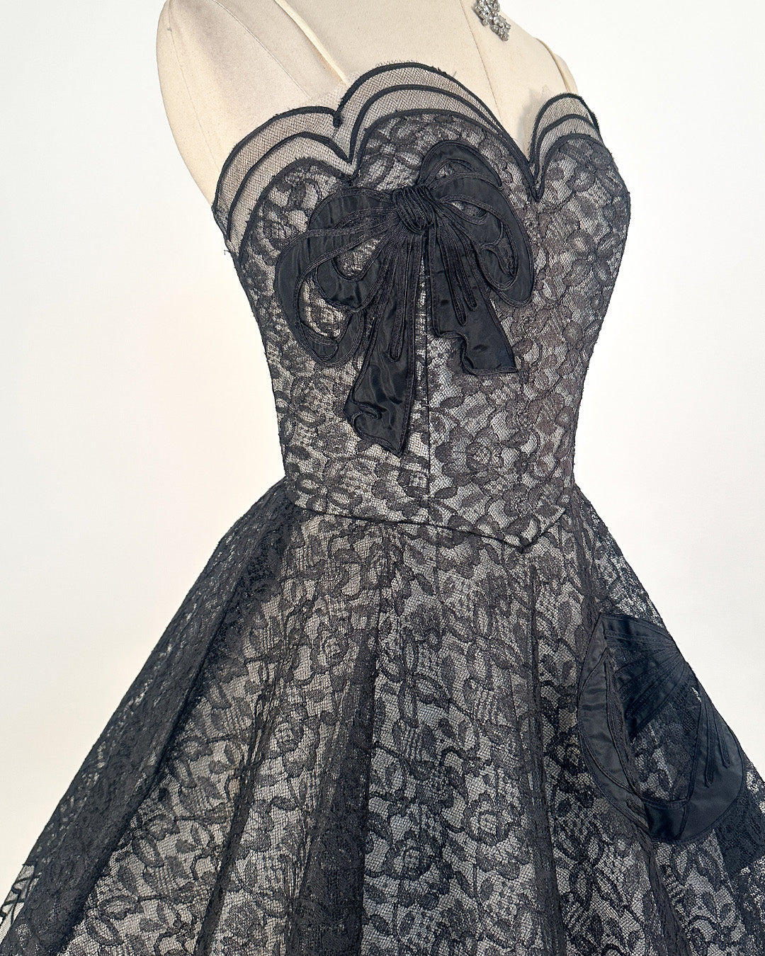 1950s Stunning and Rare Lace and Tulle Ball Gown by Emma Domb / Waist 28