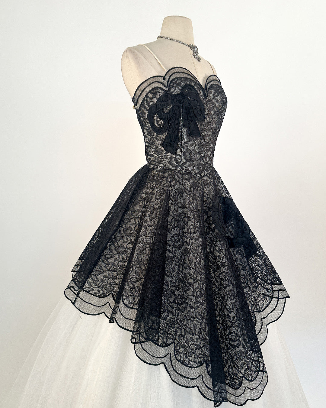 1950s Stunning and Rare Lace and Tulle Ball Gown by Emma Domb / Waist 28