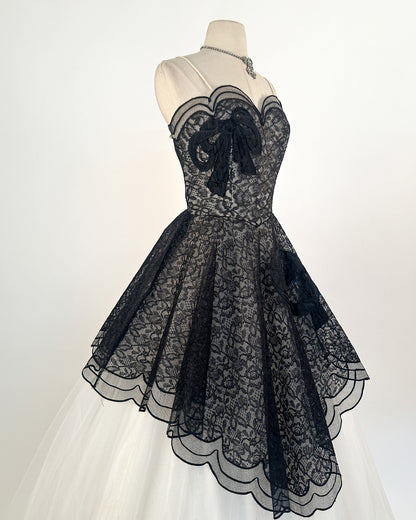 1950s Stunning and Rare Lace and Tulle Ball Gown by Emma Domb / Waist 28