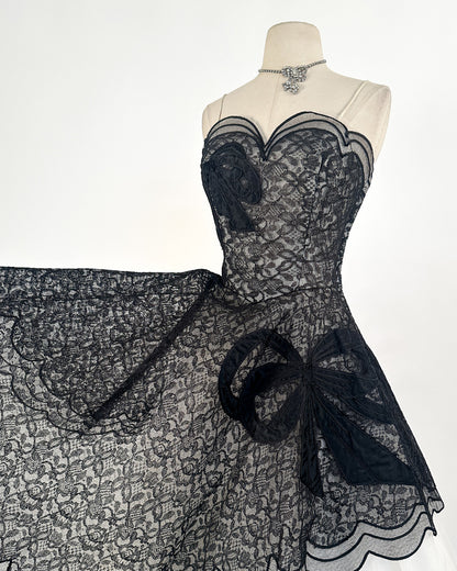1950s Stunning and Rare Lace and Tulle Ball Gown by Emma Domb / Waist 28